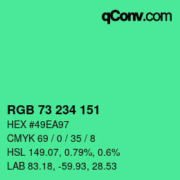 Color code: RGB 73 234 151 | qconv.com