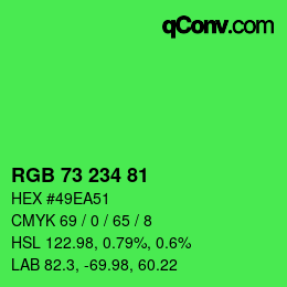 Color code: RGB 73 234 81 | qconv.com