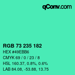 Farbcode: RGB 73 235 182 | qconv.com