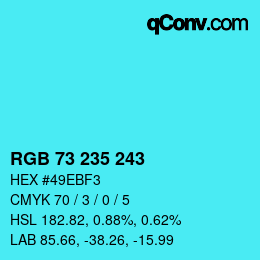 Color code: RGB 73 235 243 | qconv.com
