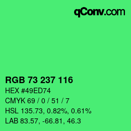 Color code: RGB 73 237 116 | qconv.com