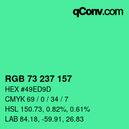 Color code: RGB 73 237 157 | qconv.com