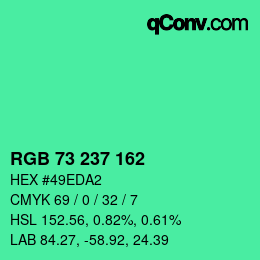 Color code: RGB 73 237 162 | qconv.com