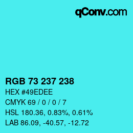 Color code: RGB 73 237 238 | qconv.com