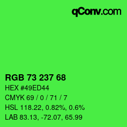 Color code: RGB 73 237 68 | qconv.com