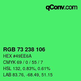 Color code: RGB 73 238 106 | qconv.com