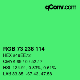Color code: RGB 73 238 114 | qconv.com