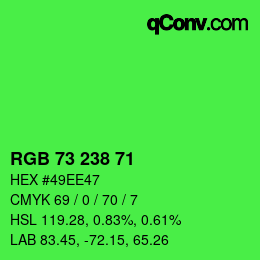 Color code: RGB 73 238 71 | qconv.com