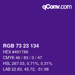 Color code: RGB 73 23 134 | qconv.com
