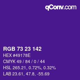 Color code: RGB 73 23 142 | qconv.com