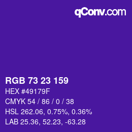 カラーコード: RGB 73 23 159 | qconv.com
