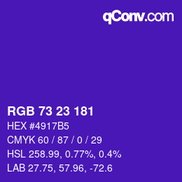 颜色代码: RGB 73 23 181 | qconv.com