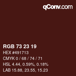 カラーコード: RGB 73 23 19 | qconv.com