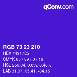 Color code: RGB 73 23 210 | qconv.com