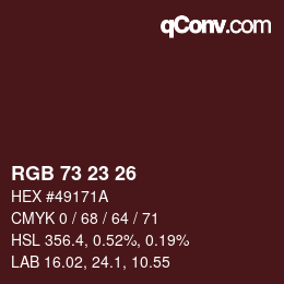 Color code: RGB 73 23 26 | qconv.com