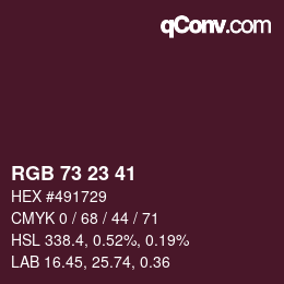 Color code: RGB 73 23 41 | qconv.com