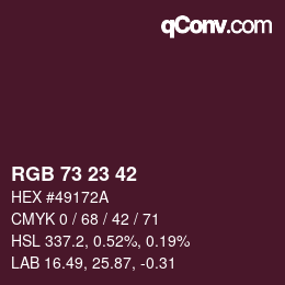Color code: RGB 73 23 42 | qconv.com