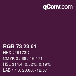 Color code: RGB 73 23 61 | qconv.com