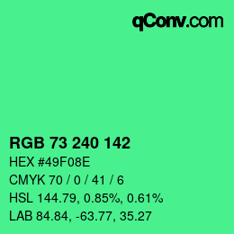 Color code: RGB 73 240 142 | qconv.com