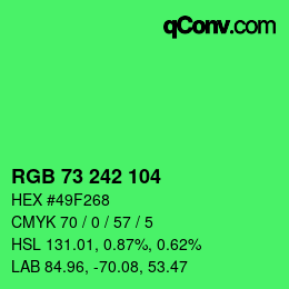 Color code: RGB 73 242 104 | qconv.com