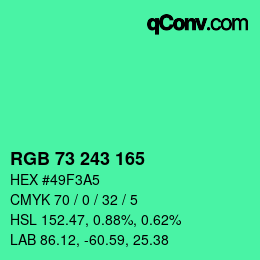 Farbcode: RGB 73 243 165 | qconv.com