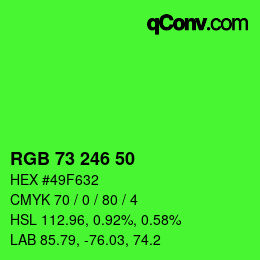 Color code: RGB 73 246 50 | qconv.com