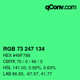 Color code: RGB 73 247 134 | qconv.com