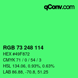 Color code: RGB 73 248 114 | qconv.com