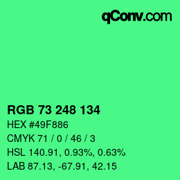 Color code: RGB 73 248 134 | qconv.com