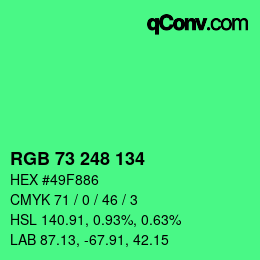 Color code: RGB 73 248 134 | qconv.com