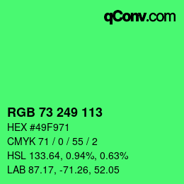 Color code: RGB 73 249 113 | qconv.com