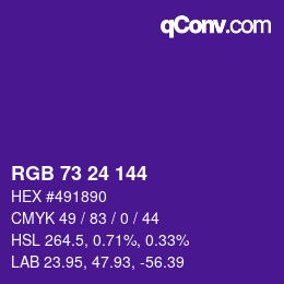 颜色代码: RGB 73 24 144 | qconv.com