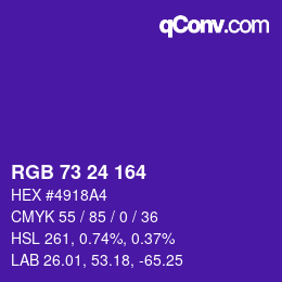 カラーコード: RGB 73 24 164 | qconv.com
