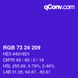 Color code: RGB 73 24 209 | qconv.com