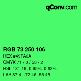 Color code: RGB 73 250 106 | qconv.com