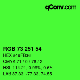 Color code: RGB 73 251 54 | qconv.com