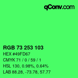 Color code: RGB 73 253 103 | qconv.com