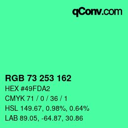 Color code: RGB 73 253 162 | qconv.com