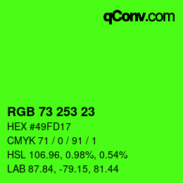 Color code: RGB 73 253 23 | qconv.com