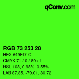 Color code: RGB 73 253 28 | qconv.com