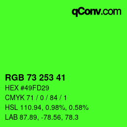 Color code: RGB 73 253 41 | qconv.com