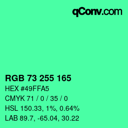 Color code: RGB 73 255 165 | qconv.com