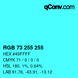 カラーコード: RGB 73 255 255 | qconv.com