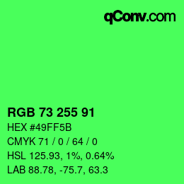 Color code: RGB 73 255 91 | qconv.com