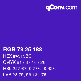Color code: RGB 73 25 188 | qconv.com