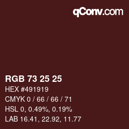 Color code: RGB 73 25 25 | qconv.com