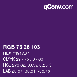 颜色代码: RGB 73 26 103 | qconv.com