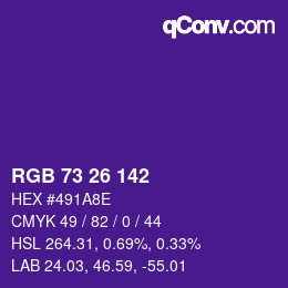 カラーコード: RGB 73 26 142 | qconv.com