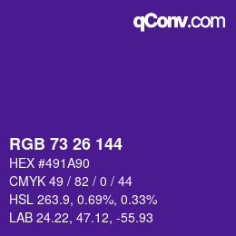 カラーコード: RGB 73 26 144 | qconv.com