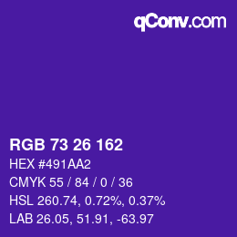 カラーコード: RGB 73 26 162 | qconv.com